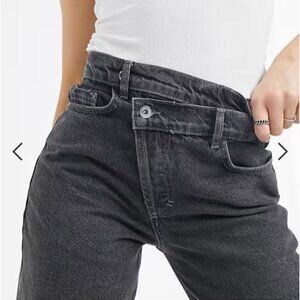 COLLUSION x014 90s Baggy Dad Jeans in Washed Black